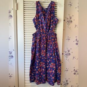 Beachlunchlounge Sleeveless Blue Print Midi Dress with Side Cutout Detail in XL